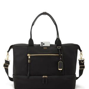 BNWT Tumi Contine Weekender Black Travel Bag with Gold Accents